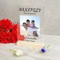 PREZENT NA DZIEŃ TATY RAMKA NA SZKLE ZE ZDJĘCIEM Statuetka Ojca Upominek