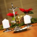 ELEGANCKI ZESTAW KOLĘDOWY Z IKONĄ Metalowy Krzyż z Jezusem Świecznikx2