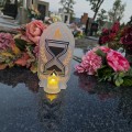DEKORACJA na grób ZNICZ podstawka na cmentarz LAMPKA LED wieczna latarenka