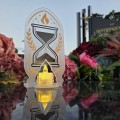 DEKORACJA na grób ZNICZ podstawka na cmentarz LAMPKA LED wieczna latarenka