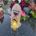 DEKORACJA na grób ZNICZ podstawka na cmentarz LAMPKA LED wieczna latarenka
