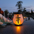 ZNICZ SOLARNY LED LAMPION NA GRÓB STATUETKA NA CMENTARZ RÓŻA KRZYŻ
