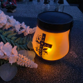 ZNICZ SOLARNY LED LAMPION NA GRÓB STATUETKA NA CMENTARZ RÓŻA KRZYŻ