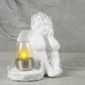 ZNICZ GIPSOWA FIGURKA NAGROBNA Srebrny Anioł Aniołek Gipsowy LAMPA LED
