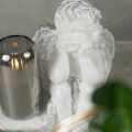 ZNICZ GIPSOWA FIGURKA NAGROBNA Srebrny Anioł Aniołek Gipsowy LAMPA LED