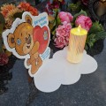 ZNICZ LAMPION NA GRÓB dla CHŁOPCA DZIECKA statuetka na cmentarz  LED