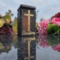 ZNICZ SOLARNY LED LAMPION NA GRÓB STATUETKA NA CMENTARZ Z KRZYŻEM