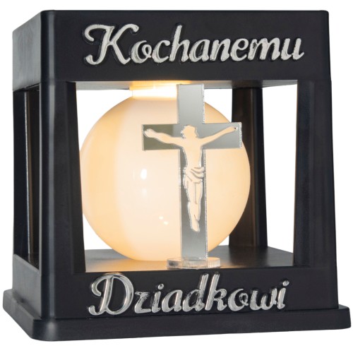 ZNICZ SOLARNY LED LAMPION NA GRÓB STATUETKA NA CMENTARZ Z KRZYŻEM