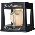 ZNICZ SOLARNY LED LAMPION NA GRÓB STATUETKA NA CMENTARZ Z KRZYŻEM