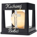 ZNICZ SOLARNY LED LAMPION NA GRÓB STATUETKA NA CMENTARZ Z KRZYŻEM