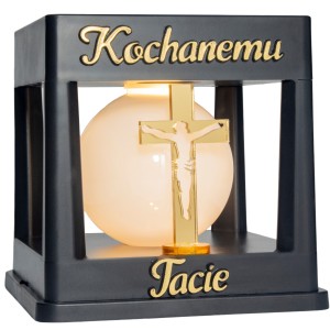 ZNICZ SOLARNY LED LAMPION NA GRÓB STATUETKA NA CMENTARZ Z KRZYŻEM