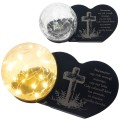 Znicz solarny LED z kulą  STATUETKA NA GRÓB wieczny lampion szkło akryl