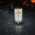 ZNICZ SOLARNY LED LAMPION NA GRÓB STATUETKA CMENTARZ KRZYŻ NOWOSCI SREBRNY