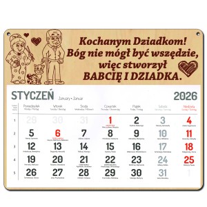 KALENDARZ NA DZIEŃ BABCI DZIADKA WISZĄCY 2026r