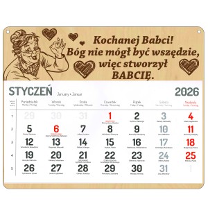 KALENDARZ NA DZIEŃ BABCI WISZĄCY NA ŚCIANĘ 2026r