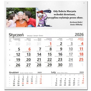 KALENDARZ 2026 NA DZIEŃ BABCI Z NADRUKOWANYMI IMIONAMI I TWOIM ZDJĘCIEM