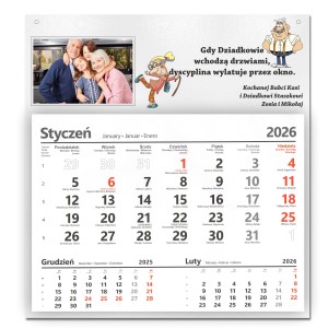 KALENDARZ 2026r NA DZIEŃ BABCI DZIADKA Z NADRUKOWANYMI IMIONAMI I TWOIM ZDJĘCIEM