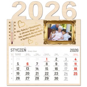 KALENDARZ 2026r NA DZIEŃ DZIADKA Z TWOJĄ DEDYKACJĄ TERMOMETREM I ZDJĘCIEM
