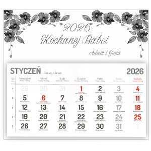 KALENDARZ NA 2026r DZIEŃ BABCI DZIADKA Z TWOJĄ DEDYKACJĄ BIAŁY
