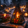 Znicz led STROIK  efekt płomienia LAMPION NA GRÓB cmentarz statuetka