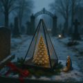 Znicz led CHOINKA efekt płomienia LAMPION NA GRÓB cmentarz statuetka