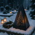 Znicz led CHOINKA efekt płomienia LAMPION NA GRÓB cmentarz statuetka