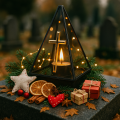 Znicz led ZŁOTY KRZYŻ efekt płomienia LAMPION NA GRÓB cmentarz statuetka