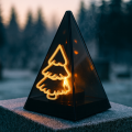 Znicz led ZŁOTA CHOINKA efekt płomienia LAMPION NA GRÓB cmentarz statuetka