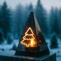 Znicz led ZŁOTA CHOINKA efekt płomienia LAMPION NA GRÓB cmentarz statuetka