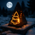 Znicz led ZŁOTA CHOINKA efekt płomienia LAMPION NA GRÓB cmentarz statuetka