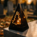 Znicz led ZŁOTA CHOINKA efekt płomienia LAMPION NA GRÓB cmentarz statuetka