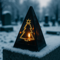 Znicz led ZŁOTA CHOINKA efekt płomienia LAMPION NA GRÓB cmentarz statuetka