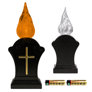 ZNICZ SOLARNY ŚWIECA LED CZARNY WKŁAD DO ZNICZY KRZYŻ CIEPŁY PŁOMIEŃ 17 CM