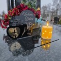 Znicz  LED STATUETKA NA CMENTARZ GRÓB DUŻA wieczna lampka nagrobna LAMPION