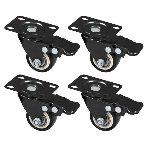 4 X 50 MM KÓŁKO MEBLOWE OBROTOWE Z HAMULCEM  ZESTAW KÓŁEK 300KG