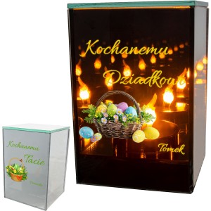 Znicz LED wielkanocny WIOSENNY  personalizowany z imieniem lampion na groby dekoracja