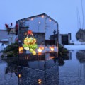 Znicz LED Wielkanocny koszyczek z jajkami lampion na grób dekoracja lustro