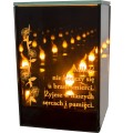ZNICZ LED LAMPION na GRÓB cmentarz efekt nieskończonego ognia CYTAT RÓŻA