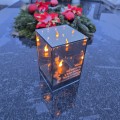 ZNICZ LED LAMPION na GRÓB cmentarz efekt nieskończonego ognia CYTAT RÓŻA
