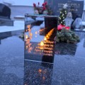 ZNICZ LED LAMPION na GRÓB cmentarz efekt nieskończonego ognia CYTAT RÓŻA