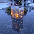 ZNICZ LED LAMPION na GRÓB cmentarz efekt nieskończonego ognia CYTAT RÓŻE