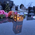ZNICZ LED LAMPION na GRÓB cmentarz efekt nieskończonego ognia CYTAT RÓŻA