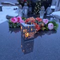 ZNICZ LED LAMPION na GRÓB cmentarz efekt nieskończonego ognia CYTAT RÓŻA
