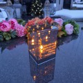 ZNICZ LED LAMPION NA GRÓB efekt nieskończonego ognia CYTAT róże PREMIUM