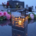 ZNICZ LED LAMPION NA GRÓB efekt nieskończonego ognia CYTAT róże PREMIUM