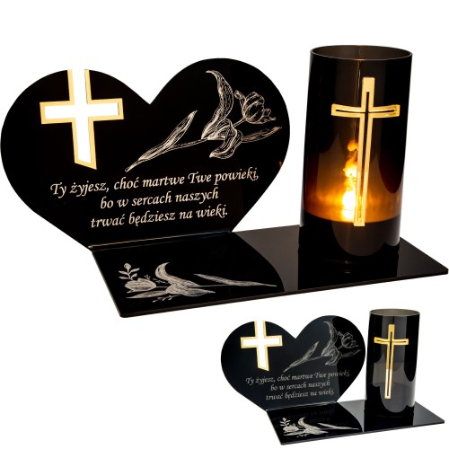 ZNICZ Led Statuetka NA CMENTARZ GRÓB DUŻA Lampka lampion Efekt płomienia