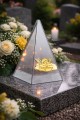 ZNICZ LED efekt płomienia LAMPION na GRÓB cmentarz SZKLANY Duży Lampion