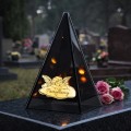 ZNICZ LED efekt płomienia LAMPION na GRÓB cmentarz SZKLANY Duży Lampion