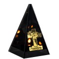 ZNICZ LED efekt płomienia LAMPION na GRÓB cmentarz SZKLANY  Z KRZYŻEM