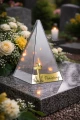 ZNICZ LED efekt płomienia LAMPION na GRÓB cmentarz SZKLANY  Z KRZYŻ